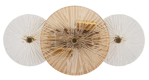 Aplica de perete Osaka, Mauro Ferretti, 2 x E14, 20W, 42x8x20 cm, fier/sticla, auriu/maro/transparent