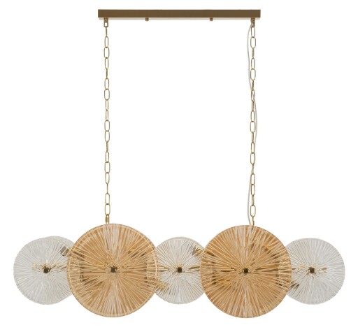 Lustra Osaka, Mauro Ferretti, 8 x E14, 20W, 100x23x28 cm, fier/sticla, auriu/maro/transparent