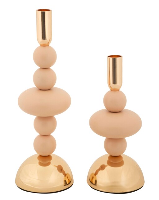 Set 2 suporturi de lumanare Galaxy, Mauro Ferretti, 10x22 cm, 10x30 cm, fier, roz/auriu