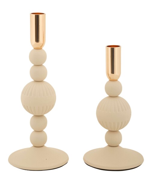 Set 2 suporturi de lumanare Aster, Mauro Ferretti, 10x20 cm, 10x25.5 cm, fier, crem/auriu