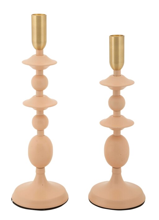 Set 2 suporturi de lumanare Gemini, Mauro Ferretti, 10x29 cm, 10x33 cm, fier, roz/auriu