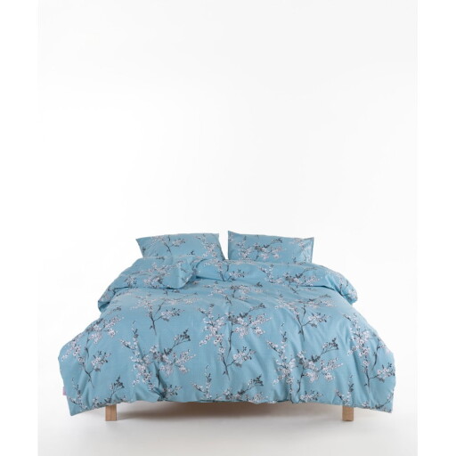Lenjerie de pat albastră din bumbac ranforcé pentru pat de o persoană 140x200 cm Blue Floral – Mila Home Luxury