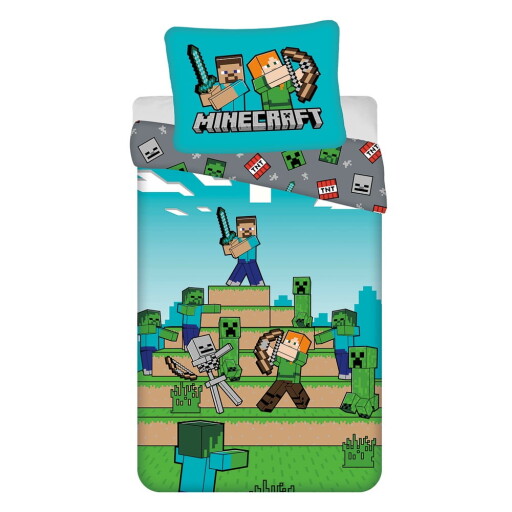 Lenjerie de pat pentru copii din bumbac pentru pat de o persoană 140x200 cm Minecraft "We got this" – Jerry Fabrics