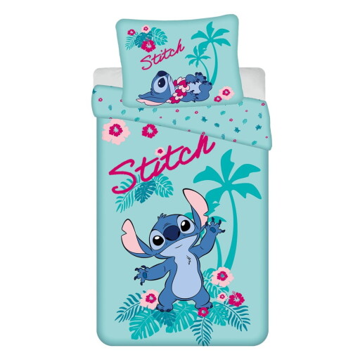 Lenjerie de pat pentru copii albastră din bumbac pentru pat de o persoană 140x200 cm Lilo a Stitch "Hawaii" – Jerry Fabrics