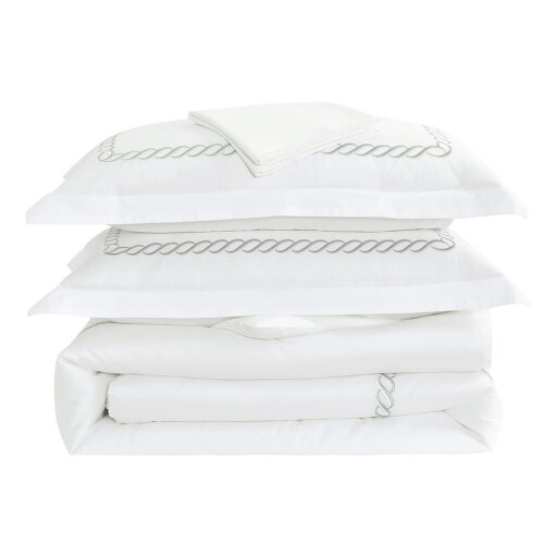 Lenjerie de pat albă din bumbac satinat pentru pat de o persoană cu cearceaf inclus, cu 6 piese 140x200 cm Whispered Serenity – Mila Home Luxury