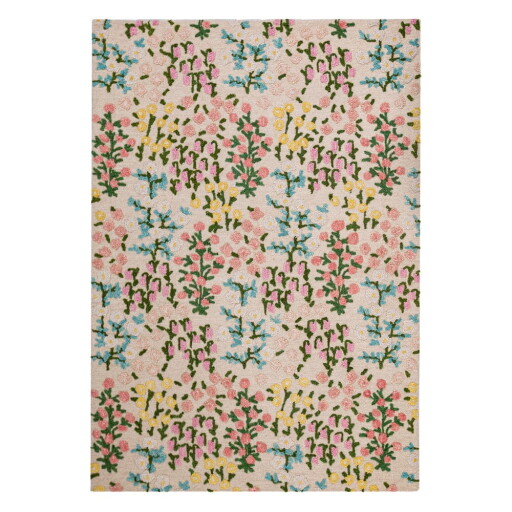 Covor crem țesut manual din lână 160x230 cm Emilia Floral – Flair Rugs