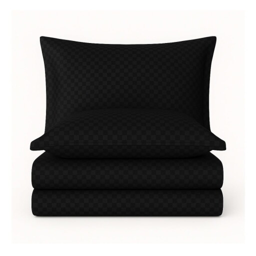 Lenjerie de pat neagră din bumbac ranforcé pentru pat de o persoană 140x200 cm Checkered – Mila Home Luxury