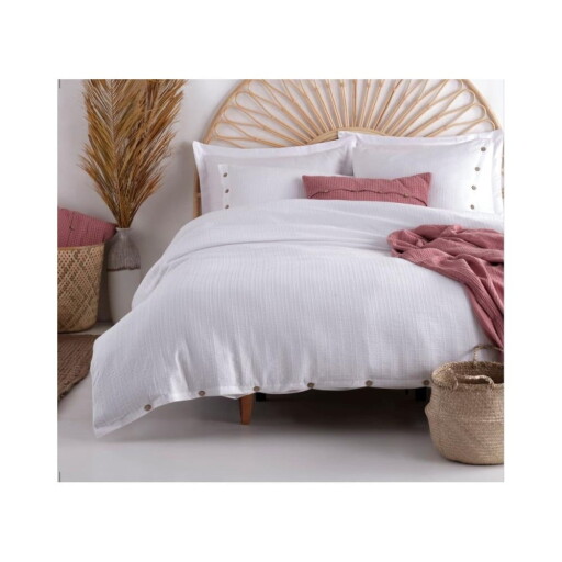 Lenjerie de pat albă din bumbac ranforcé pentru pat dublu/extinsă 240x220 cm Como Striped – Mila Home Luxury