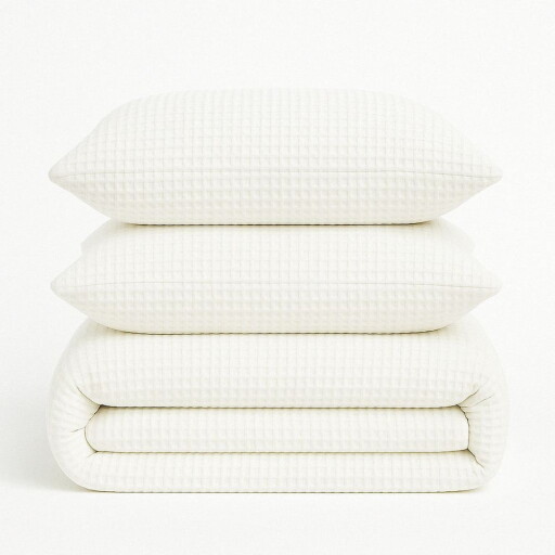 Lenjerie de pat albă din bumbac ranforcé pentru pat de o persoană 140x200 cm Waffle Striped – Mila Home Luxury