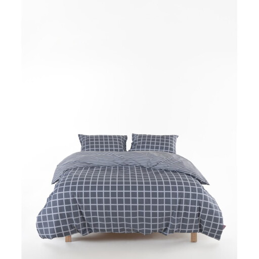 Lenjerie de pat gri din bumbac ranforcé pentru pat dublu, extinsă 240x220 cm Linear Calm Geometric – Mila Home Luxury