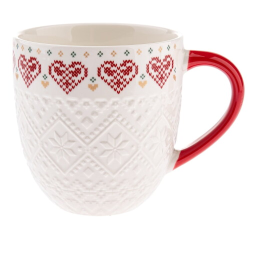 Cană albă din porțelan 630 ml cu model de Crăciun Knitting – Dakls