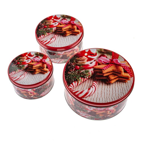 Recipiente 3 buc. din metal pentru prăjituri Christmas – Dakls