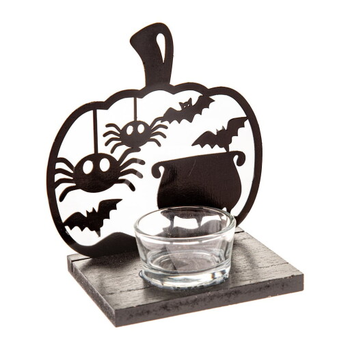 Sfeșnic din lemn cu model de Halloween Happy Halloween – Dakls
