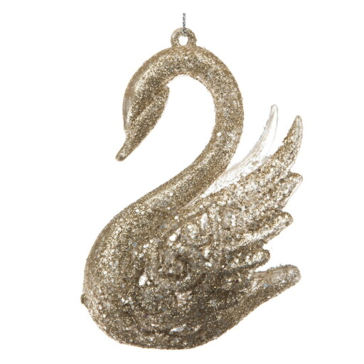 Ornament de Crăciun din plastic 10 cm Swan – Dakls