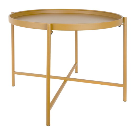 Măsuță de cafea galben ocru rotundă din metal ø 50 cm Meseta – Leitmotiv