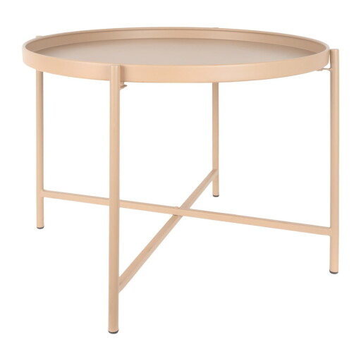 Măsuță de cafea bej rotundă din metal ø 50 cm Meseta – Leitmotiv