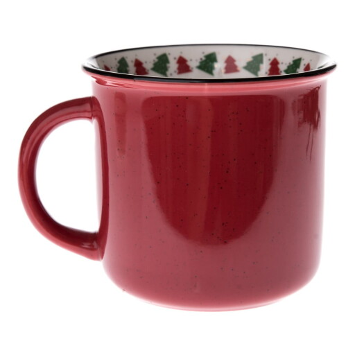 Cană roșie din porțelan 380 ml cu model de Crăciun – Dakls