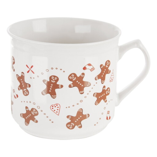 Cană albă din ceramică 500 ml cu model de Crăciun Gingerbread – Dakls
