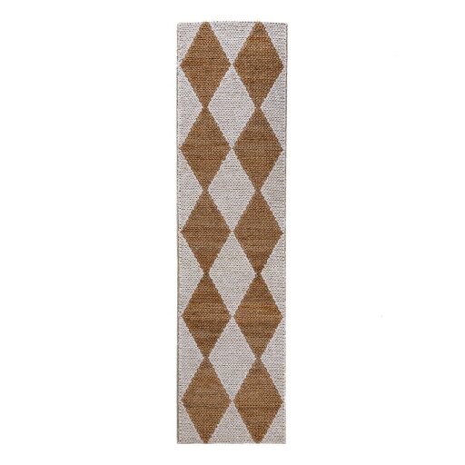 Covor tip traversă alb-în culoare naturală țesut manual din amestec de iută 80x230 cm Effie Diamond – Flair Rugs