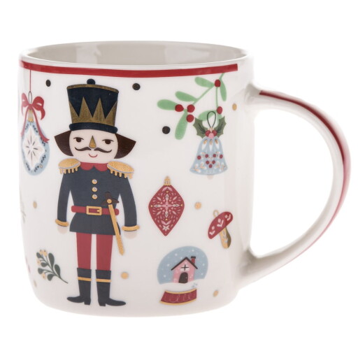 Cană albă din porțelan 370 ml cu model de Crăciun Jolly – Dakls
