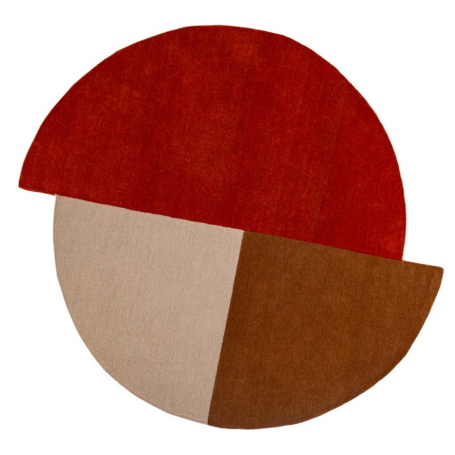 Covor cărămiziu țesut manual, rotund, din lână ø 150 cm Mia Segment – Flair Rugs