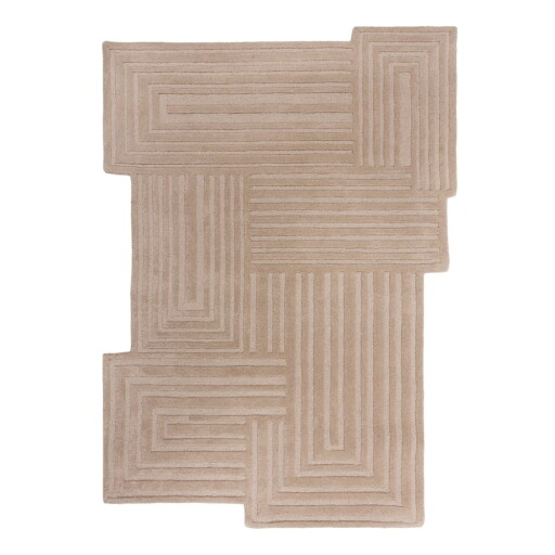 Covor bej țesut manual din lână 200x290 cm Zen Rectangles – Flair Rugs