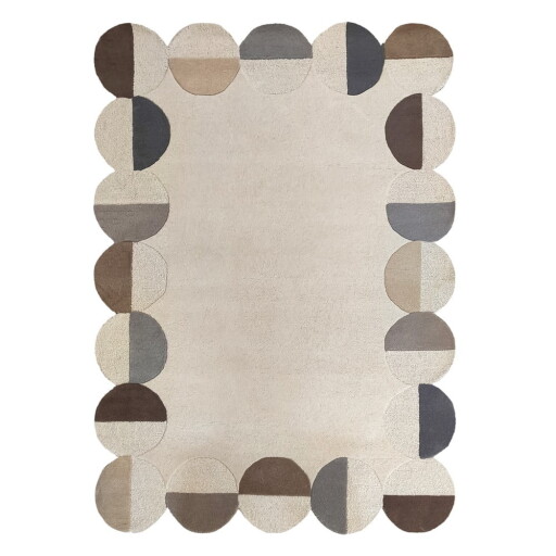 Covor grej țesut manual din lână 160x230 cm Mia Scallop Frame – Flair Rugs