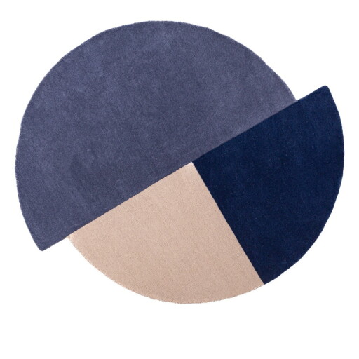 Covor albastru țesut manual, rotund, din lână ø 200 cm Mia Segment – Flair Rugs