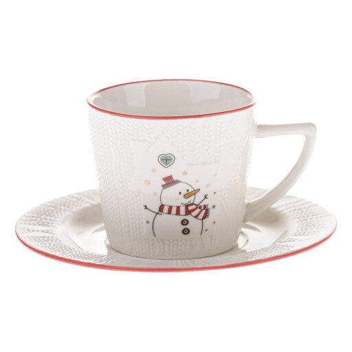 Ceașcă albă din porțelan 110 ml cu model de Crăciun Snowman – Dakls