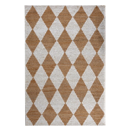 Covor alb-în culoare naturală țesut manual din amestec de iută 120x170 cm Effie Diamond – Flair Rugs