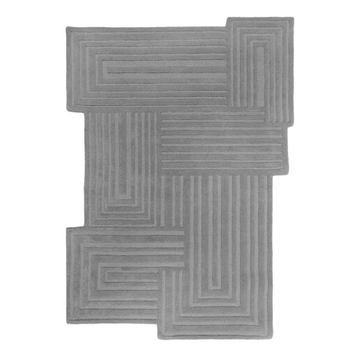 Covor gri țesut manual din lână 160x230 cm Zen Rectangles – Flair Rugs