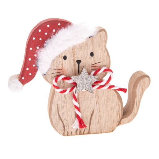 Figurină de Crăciun din lemn (înălțime 10 cm) Cat – Dakls