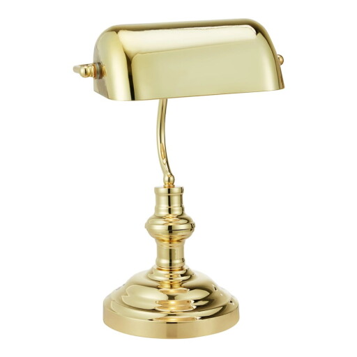 Veioză alămie cu abajur din sticlă (înălțime 42 cm) Bankers – Markslöjd