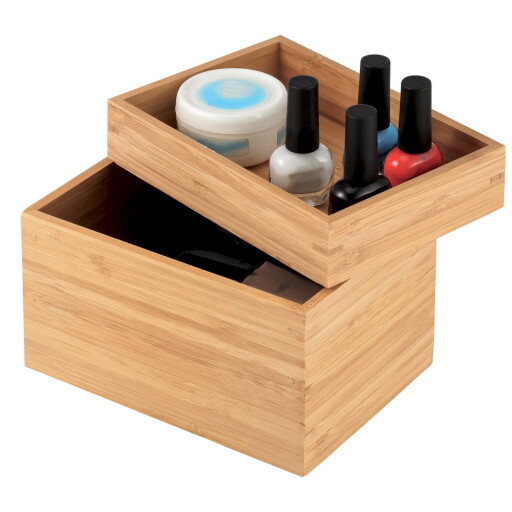 Organizator de baie în culoare naturală pentru cosmetice, din bambus Isalys – MSV