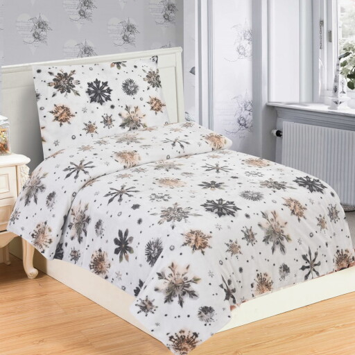 Lenjerie de pat din micropluș/cocolino pentru pat de o persoană 140x200 cm Nord Flake – My House