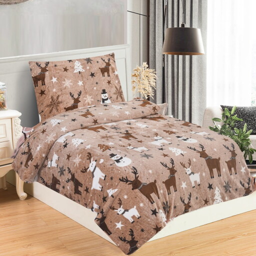 Lenjerie de pat maro din micropluș/cocolino pentru pat de o persoană 140x200 cm Nordic Fairytale – My House