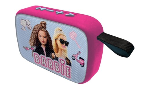 Boxa portabila pentru copii Barbie, LEXIBOOK, 11.7x3.8x7.8 cm, textil/silicon, roz