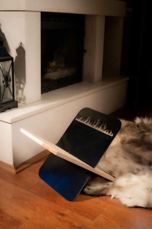 Suport pentru lemne, Valovi, Odna, 40x34x36 cm, Lemn, Negru