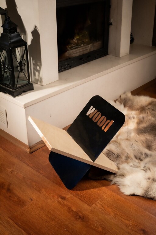 Suport pentru lemne, Valovi, Vando, 40x34x36 cm, Lemn, Negru