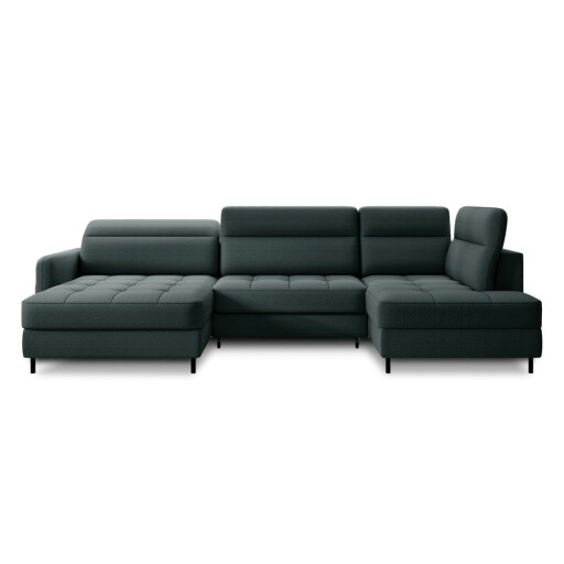 Colțar verde extensibil/cu spațiu de depozitare cu tapițerie din catifea (cu colț pe partea dreaptă/în formă de "U") Berrto – ELTAP