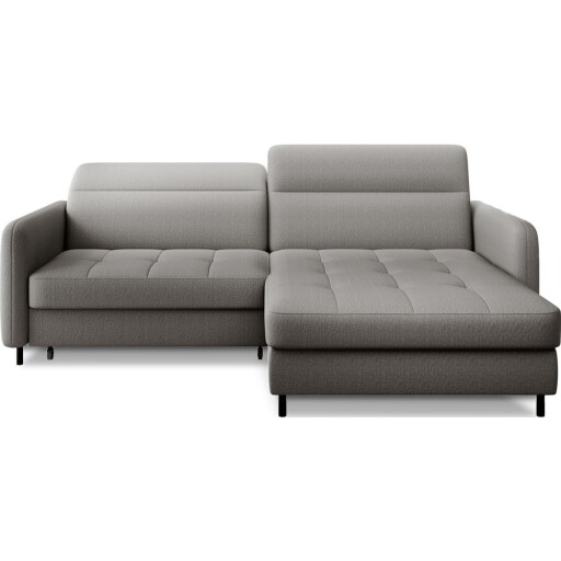 Colțar gri extensibil/cu spațiu de depozitare cu tapițerie din catifea (cu colț pe partea dreaptă/cu șezlong) Gomsi – ELTAP