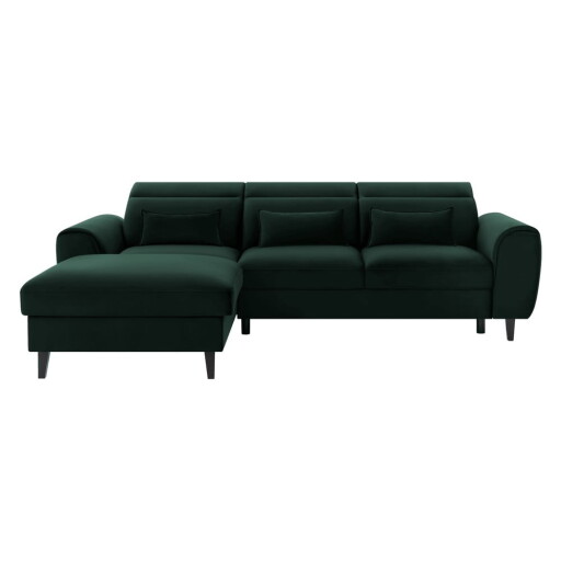 Colțar verde închis extensibil/cu spațiu de depozitare cu tapițerie din catifea (cu colț pe partea stângă/cu șezlong) Foble – ELTAP