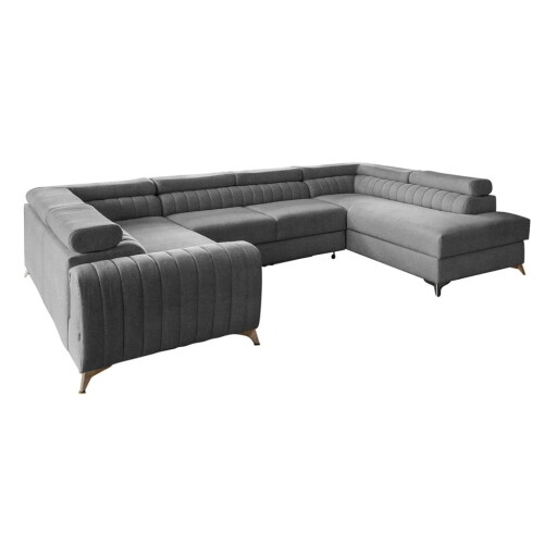 Colțar gri închis extensibil/cu spațiu de depozitare (cu colț pe partea dreaptă/în formă de "U") Louis – ELTAP