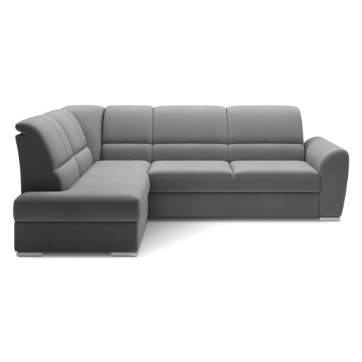 Colțar gri extensibil/cu spațiu de depozitare cu tapițerie din catifea (cu colț pe partea stângă/în formă de ”L”) Siber – ELTAP