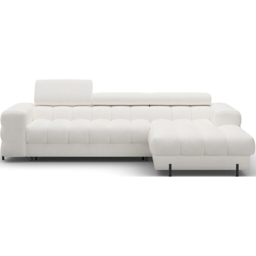 Colțar crem extensibil/cu spațiu de depozitare cu tapițerie din chenille (cu colț pe partea dreaptă/cu șezlong) Felro – ELTAP