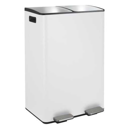 Coș de gunoi alb mat pentru reciclare/cu pedală 2x30 l din oțel Aliya – Spirella