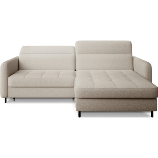 Colțar bej extensibil/cu spațiu de depozitare cu tapițerie din țesătură bouclé (cu colț pe partea dreaptă/cu șezlong) Gomsi – ELTAP