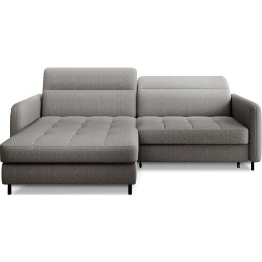 Colțar gri extensibil/cu spațiu de depozitare cu tapițerie din catifea (cu colț pe partea stângă/cu șezlong) Gomsi – ELTAP