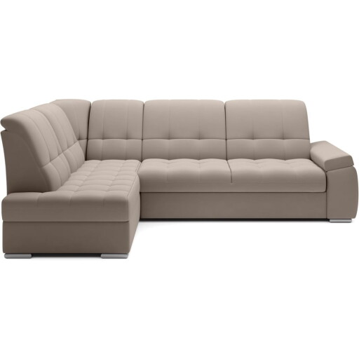 Colțar bej extensibil/cu spațiu de depozitare cu tapițerie din catifea (cu colț pe partea stângă/în formă de ”L”) Sado – ELTAP