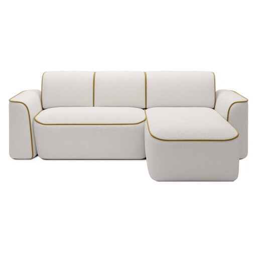 Colțar galben/crem cu tapițerie din țesătură bouclé (cu colț pe partea dreaptă/cu șezlong) Ume – ELTAP